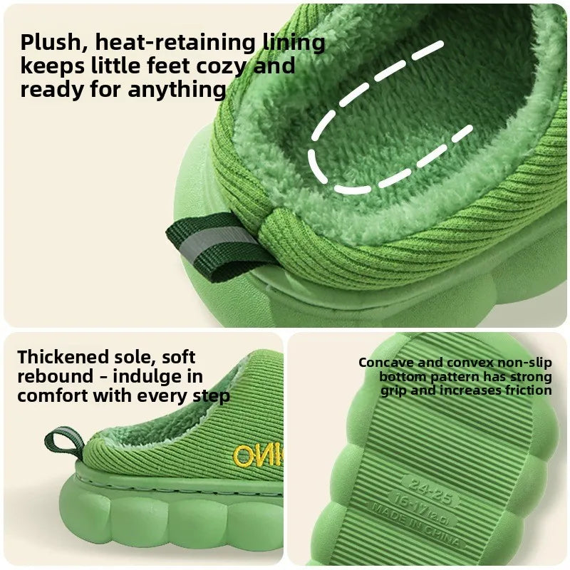 Autumn Winter Children Cotton Slippers Boys Toddler Indoor Anti Slip Warm Home Slipper Kids Girls Baby Cute Cartoon Plush Shoes