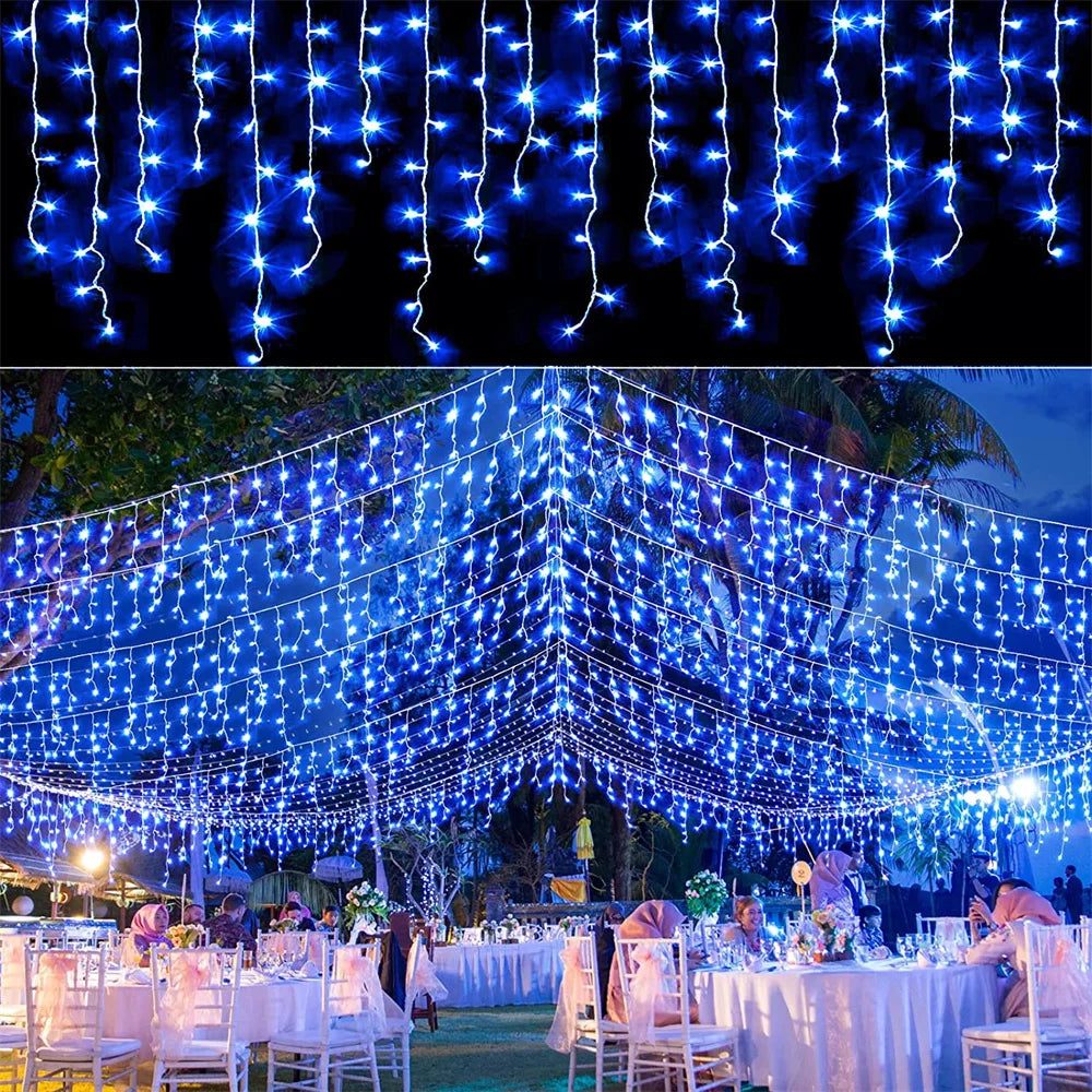 4M LED Curtain Icicle String lights Christmas Garland Faiy Light Droop 0.4-0.6m Xmas Garden Street Outdoor Decorative Lighting