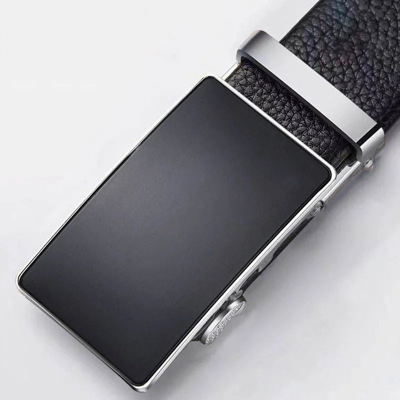 Cowhide belt, men's leather belt, automatic buckle, men's top layer, high-end trendy buckle