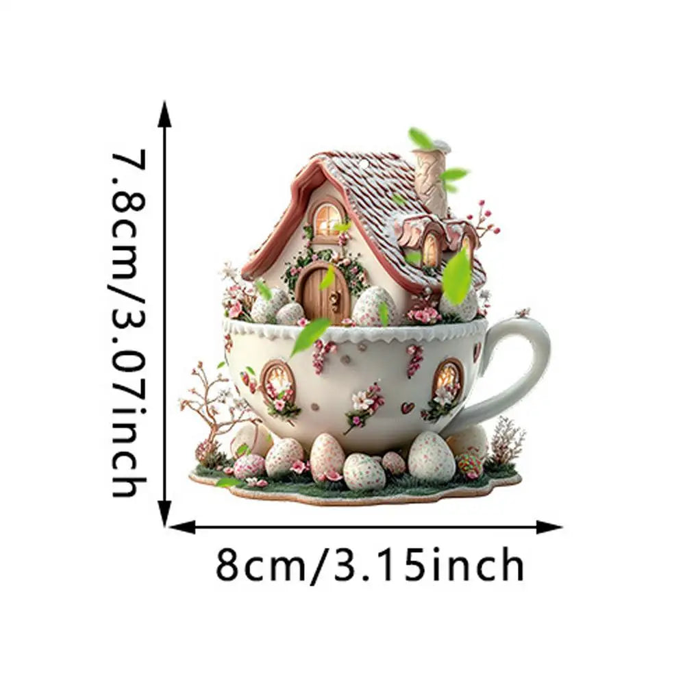 Christmas Coffee Cup Ornaments Coffee Mug Tree Hanging Decorative  Xmas Navidad 2025 New Year Easter Bunny Party Supplies