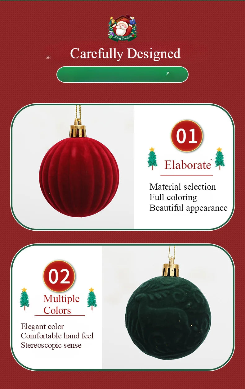6/12pcs 6cm Wine Red Christmas Ball Ornaments Dark Green White Christmas Tree Party Decoration New Christmas Spheres Pendant