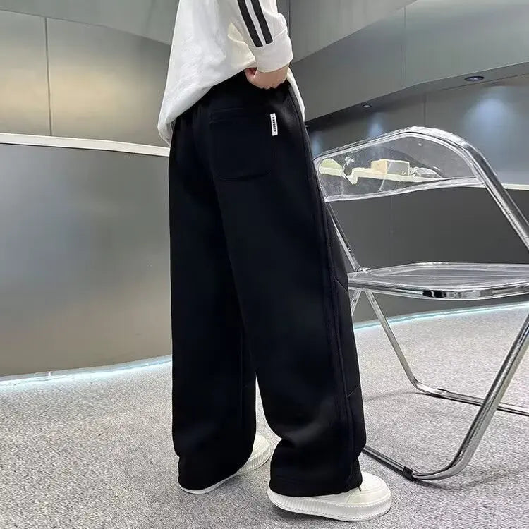 Autumn Boys Causal Pants Kids Loose Cotton Sports Pants 110-170 Black Grey Soft Trousers for Children Spring Kids Clothing 2025