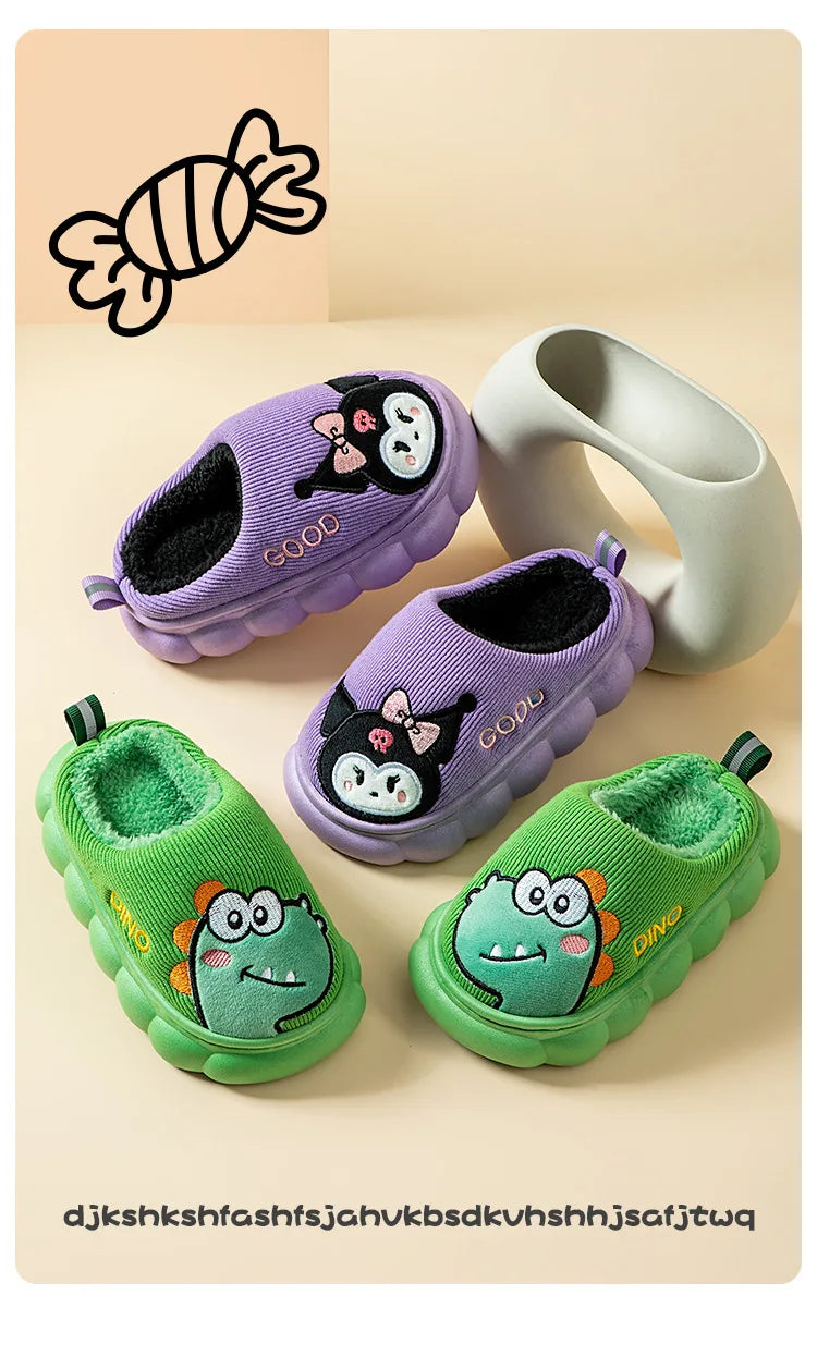 Autumn Winter Children Cotton Slippers Boys Toddler Indoor Anti Slip Warm Home Slipper Kids Girls Baby Cute Cartoon Plush Shoes