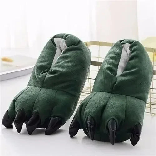 Winter Soft Warm Monster Dinosaur Paw Funny Slippers for Men Women Kids Parent-child Home House Slipper Shoes Room Cotton Shoes