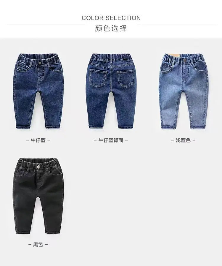 Kids Boys Jeans 2023 Spring And Autumn New Fashionable Elastic Children's Clothing Boys Loose Thin Denim Long Pants