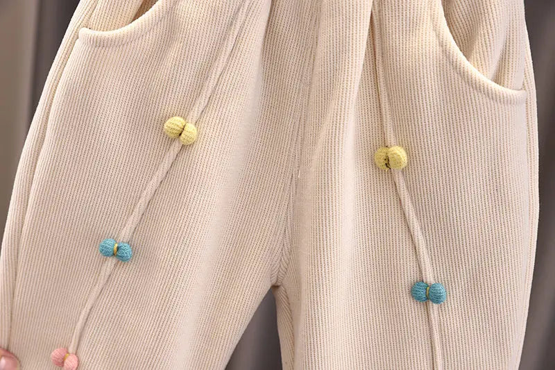 New Winter Children Clothes Kids Girls Thicken Warm Elastic Bow Pants Baby Cotton Clothing Infant Casual Trousers Leggings