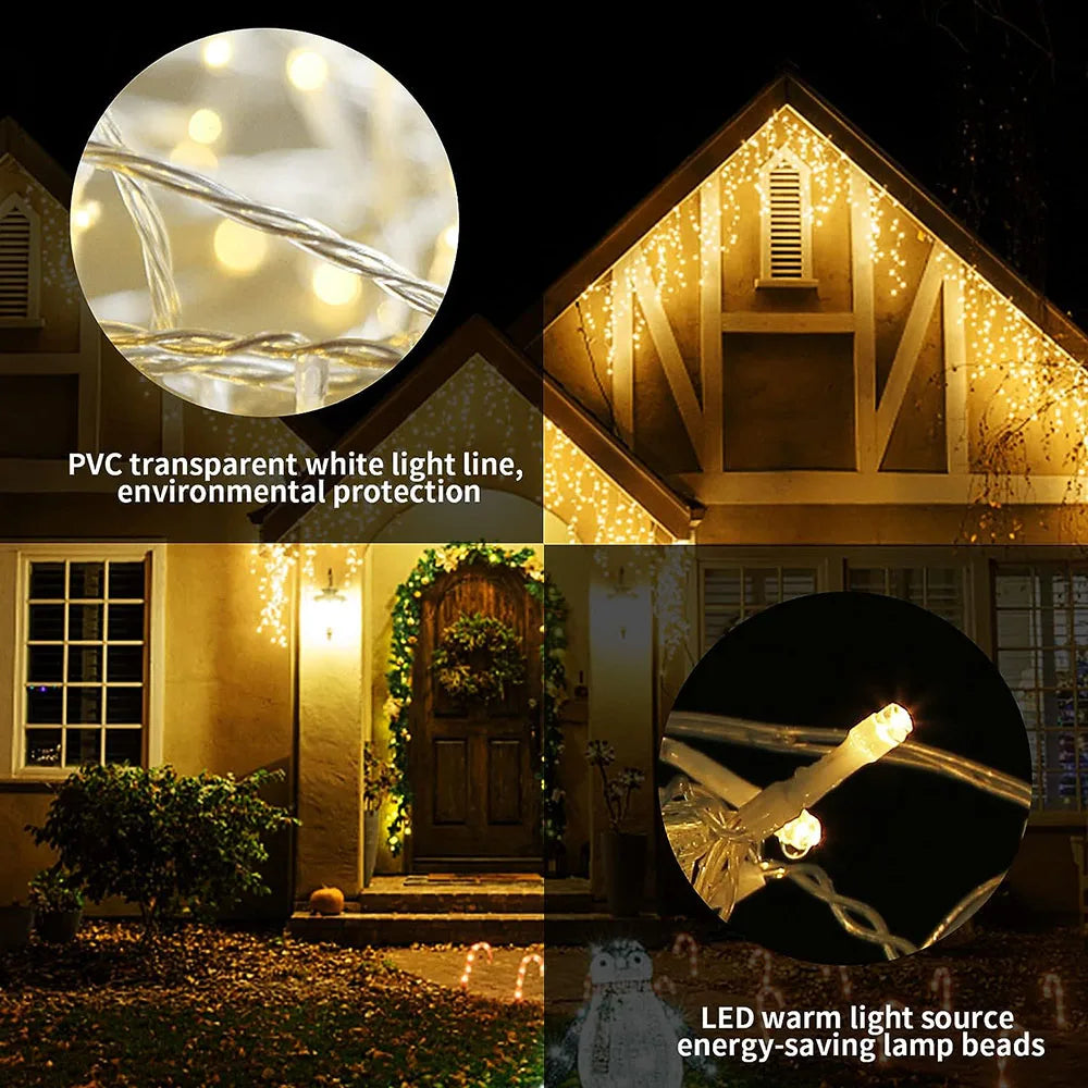 5M Christmas Garland LED Curtain Icicle String Lights Droop 0.4-0.6m AC 220V Garden Street Outdoor Decorative Holiday Light