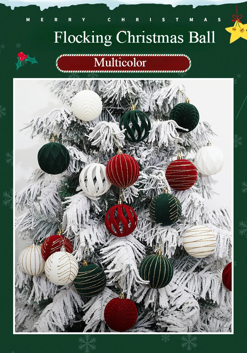 6/12pcs 6cm Wine Red Christmas Ball Ornaments Dark Green White Christmas Tree Party Decoration New Christmas Spheres Pendant