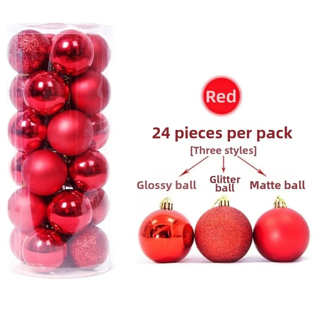 24Pcs 3/5CM Christmas Balls Plastic Reusable Christmas Tree Ornaments New Year Decor Shatterproof Xmas Tree Baubles Home Party