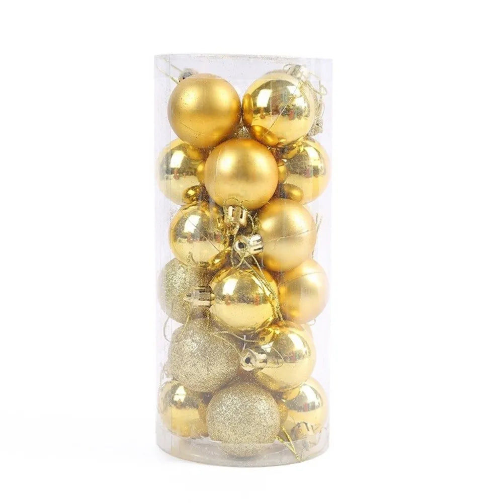 24Pcs 3/5CM Christmas Balls Plastic Reusable Christmas Tree Ornaments New Year Decor Shatterproof Xmas Tree Baubles Home Party