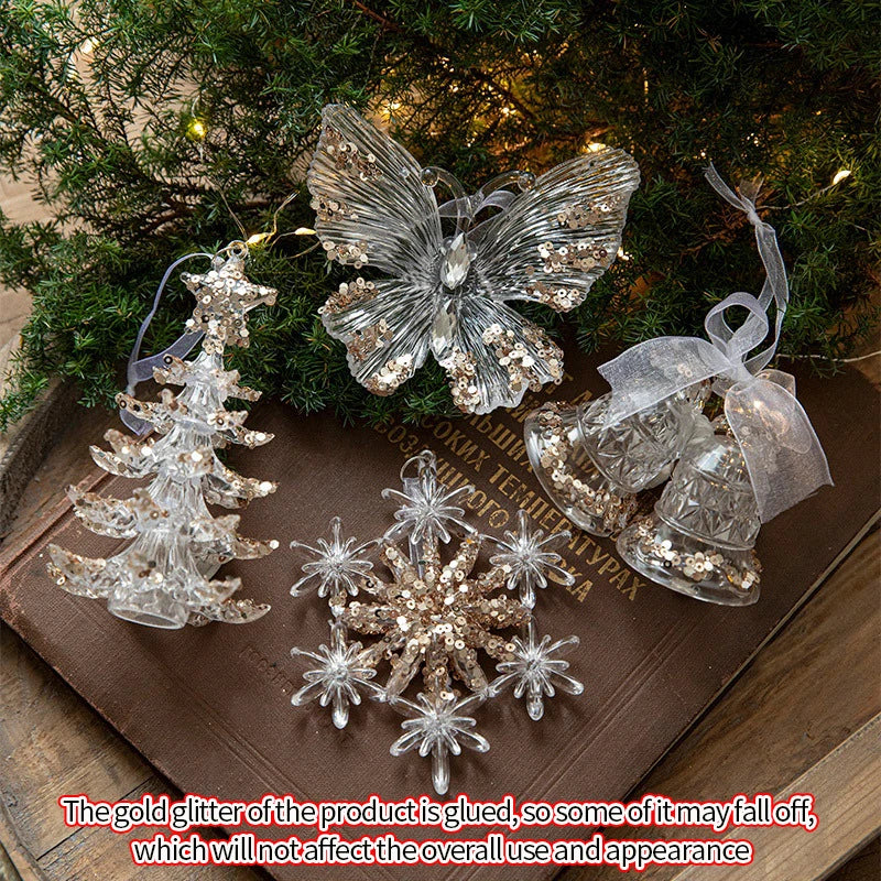 Sparkling Christmas Tree Decorations Acrylic Shinny Christmas Ornaments Keychains Car Ornaments Pendent Navidad Gifts Elk Star