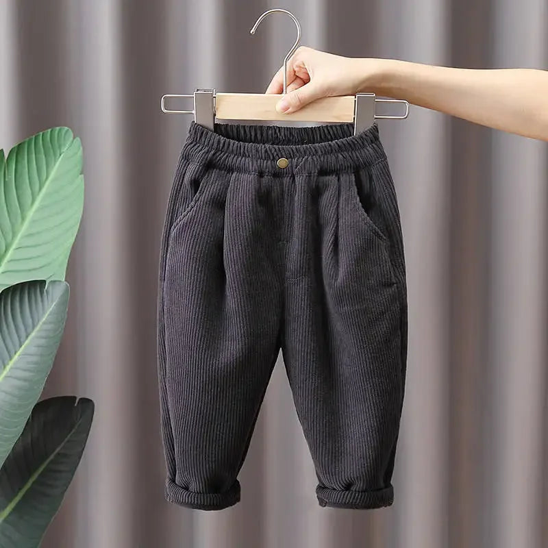 Kids' Corduroy Thermal Pants Thickened Winter Sweatpants for Boys & Girls Cozy Cold-Weather Bottoms