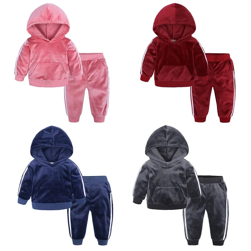 Children Clothing 2025 Spring Winter Toddler Girls Set Outfits Kids Boys Clothes Tracksuit Suits For Girls Clothing Sets Velvet
