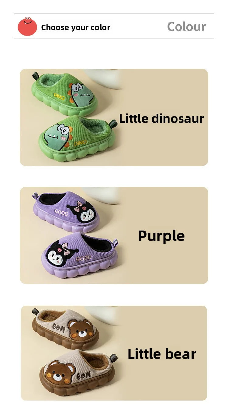 Autumn Winter Children Cotton Slippers Boys Toddler Indoor Anti Slip Warm Home Slipper Kids Girls Baby Cute Cartoon Plush Shoes