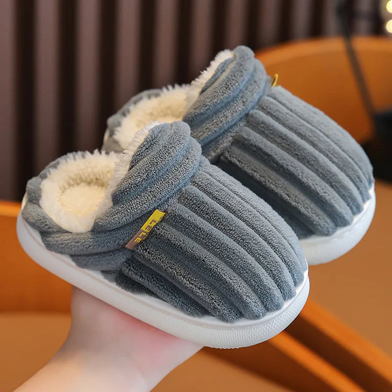 Smile Pop Winter Children's Cotton Slippers For Boys And Girls Non-slip Warm Slippers Children's Plush Home Baby Cotton Slippers