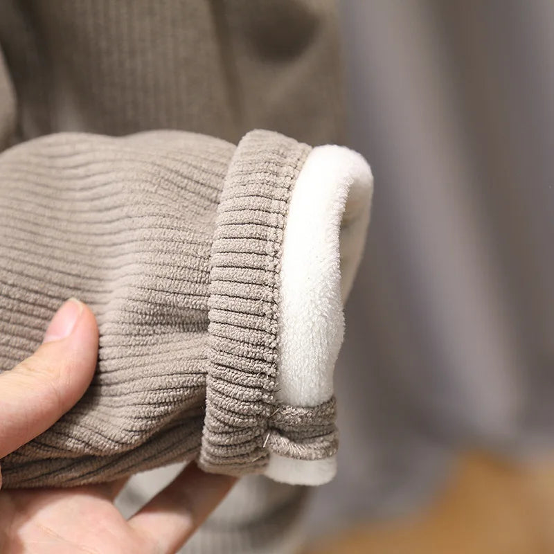 Kids' Corduroy Thermal Pants Thickened Winter Sweatpants for Boys & Girls Cozy Cold-Weather Bottoms