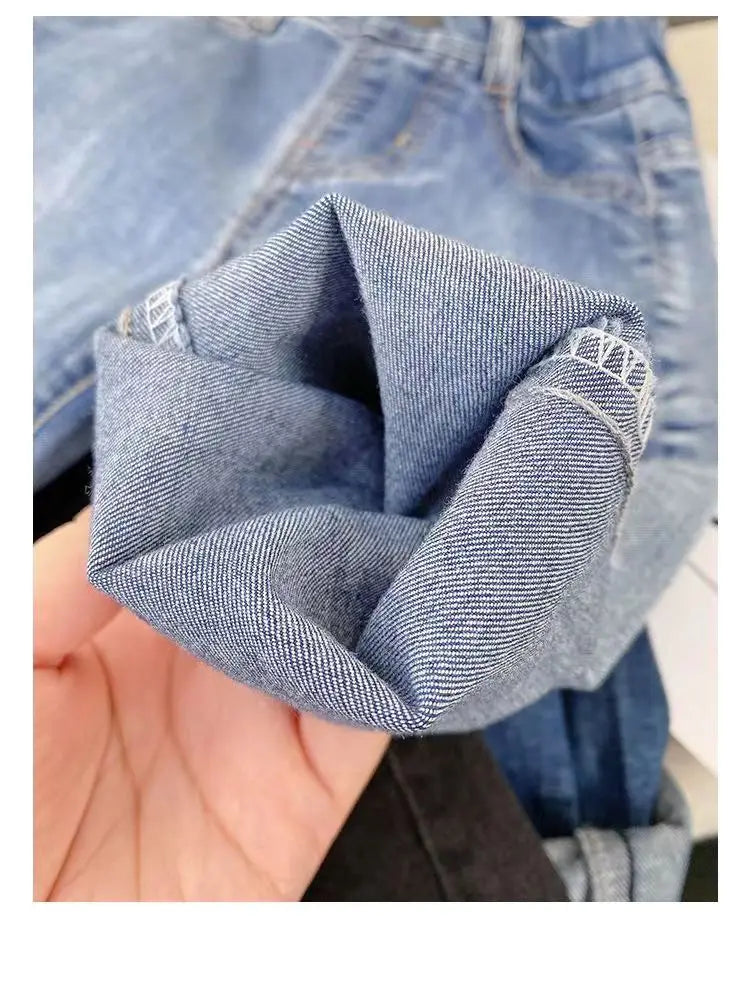 Kids Boys Jeans 2023 Spring And Autumn New Fashionable Elastic Children's Clothing Boys Loose Thin Denim Long Pants