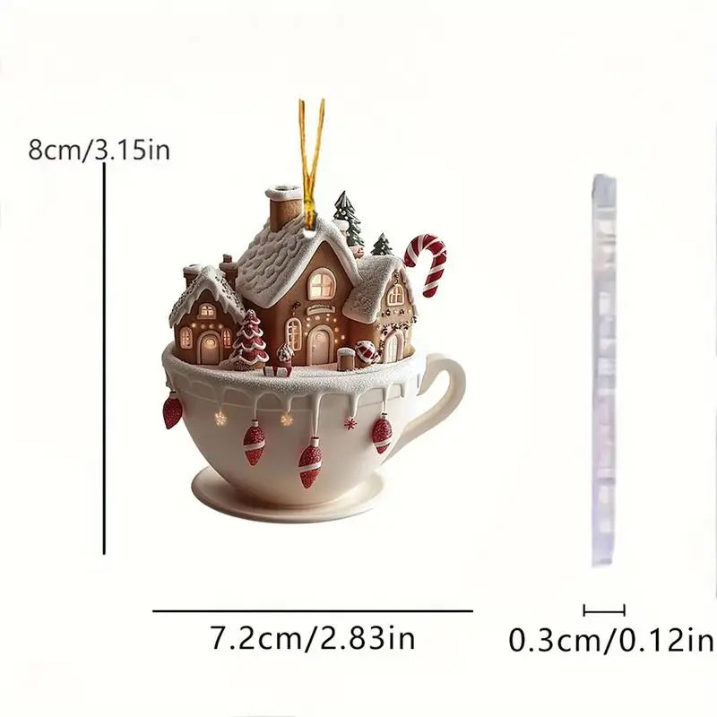 Christmas Coffee Cup Ornaments Coffee Mug Tree Hanging Decorative  Xmas Navidad 2025 New Year Easter Bunny Party Supplies