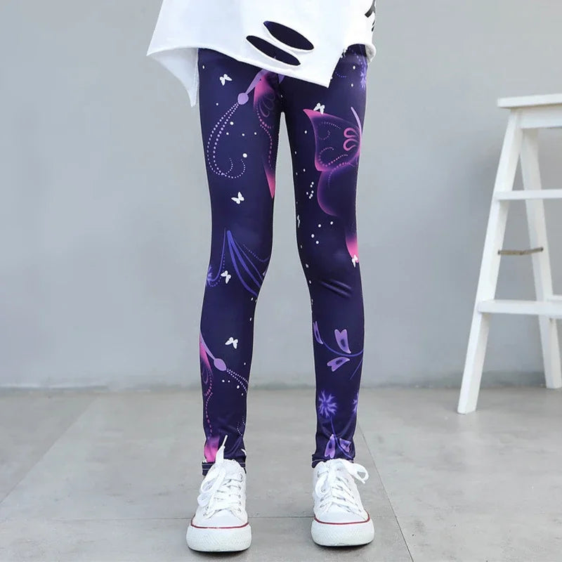 Girls Leggings 2024 Spring and Autumn Thin Children's Stretch Printed Pants Korean Fashion Children Pants Summer Clothing 2-12Y