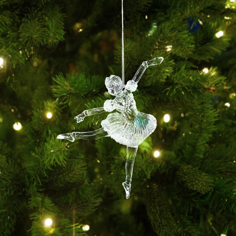 Xmas Tree Transparent Snowflake Hanging Ornaments Acrylic Pendant 2025 Christmas Decoration for Home Navidad Gifts New Year 2026