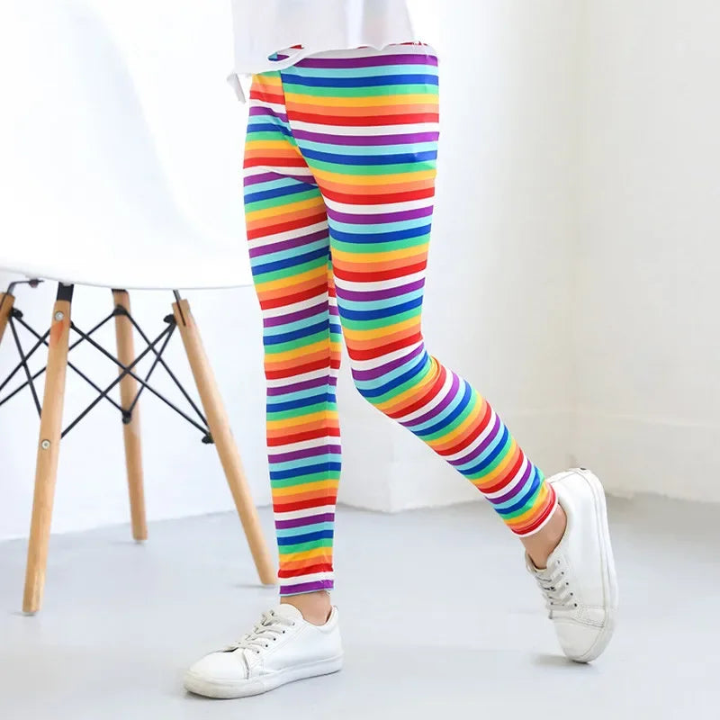 Girls Leggings 2024 Spring and Autumn Thin Children's Stretch Printed Pants Korean Fashion Children Pants Summer Clothing 2-12Y