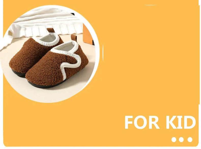 슬리퍼 Child Cotton Slippers Solid Warm Kids Winter Home Shoes Boys Girls Plush Floor Shoes Indoor Soft Sole Anti-slip Cotton Shoes