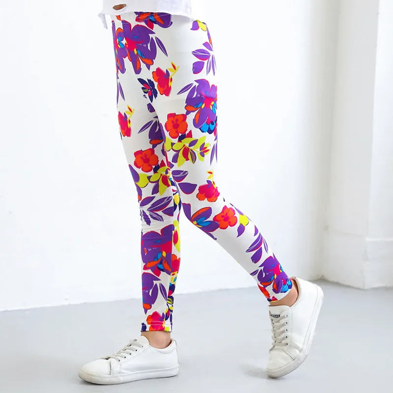 Girls Leggings 2024 Spring and Autumn Thin Children's Stretch Printed Pants Korean Fashion Children Pants Summer Clothing 2-12Y