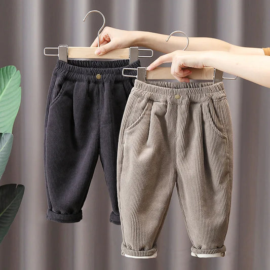 Kids' Corduroy Thermal Pants Thickened Winter Sweatpants for Boys & Girls Cozy Cold-Weather Bottoms