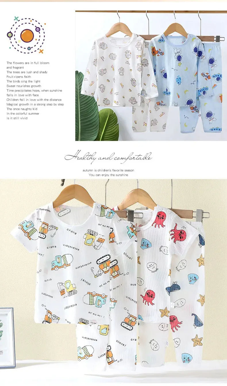 Children Sets CottonLong Sleeve Home  Sleepwear Children's Clothing Boy Girl Autumn winter Tops Pants Suits  Kids Clothes