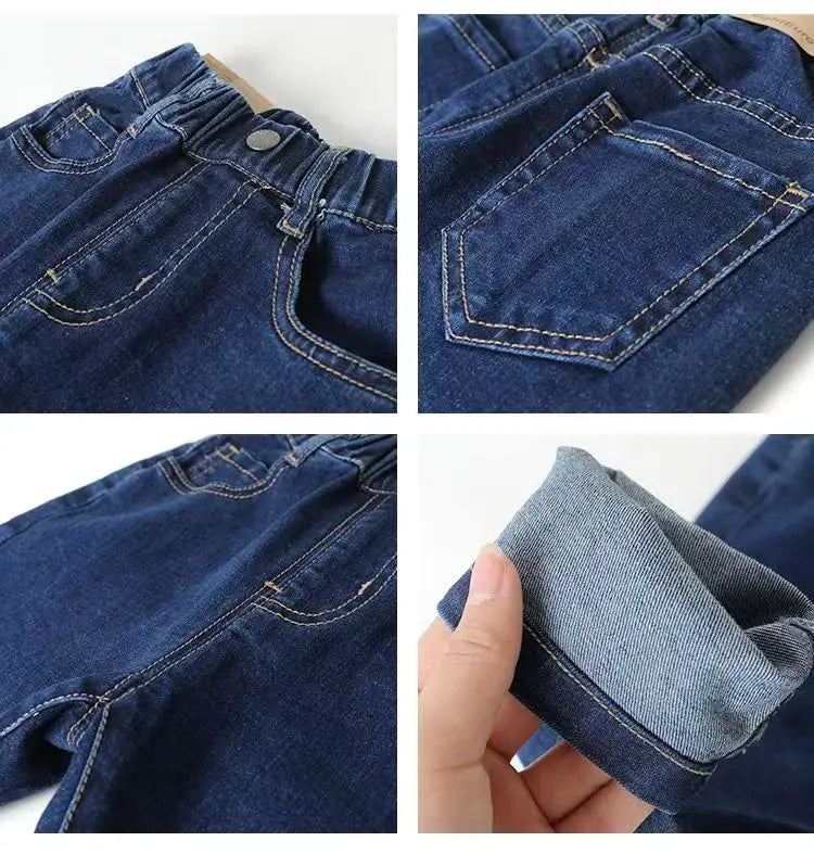 Kids Boys Jeans 2023 Spring And Autumn New Fashionable Elastic Children's Clothing Boys Loose Thin Denim Long Pants