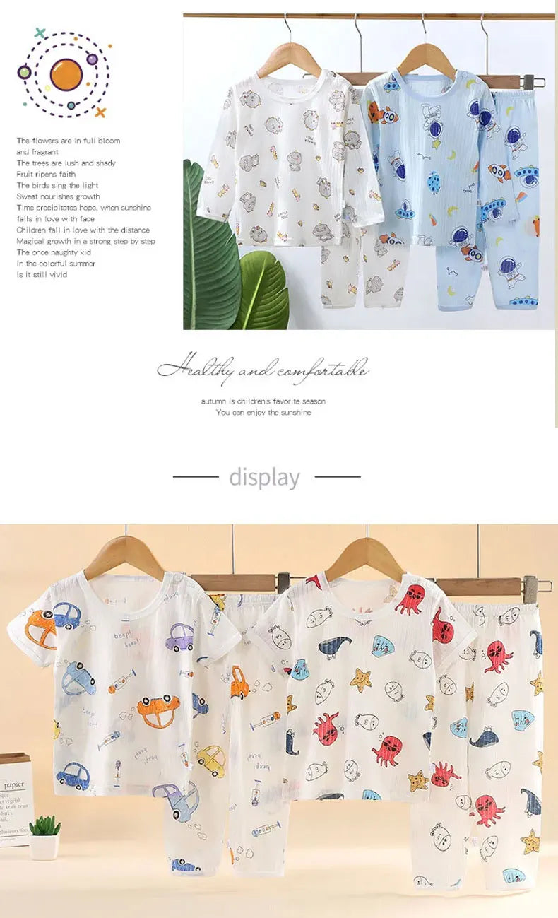 Children Sets CottonLong Sleeve Home  Sleepwear Children's Clothing Boy Girl Autumn winter Tops Pants Suits  Kids Clothes