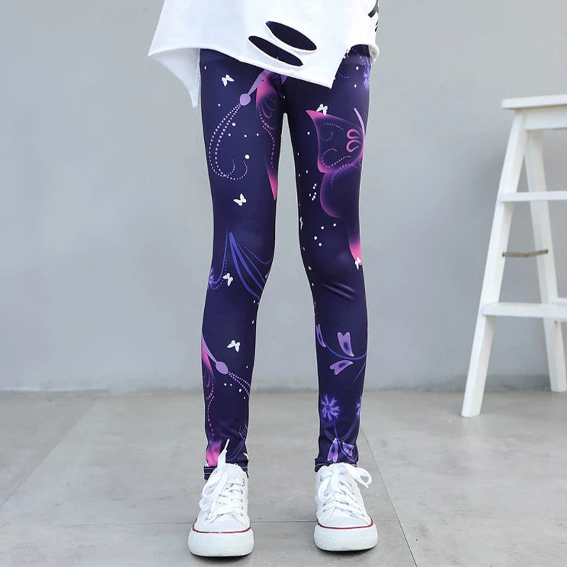 Girls Leggings 2024 Spring and Autumn Thin Children's Stretch Printed Pants Korean Fashion Children Pants Summer Clothing 2-12Y