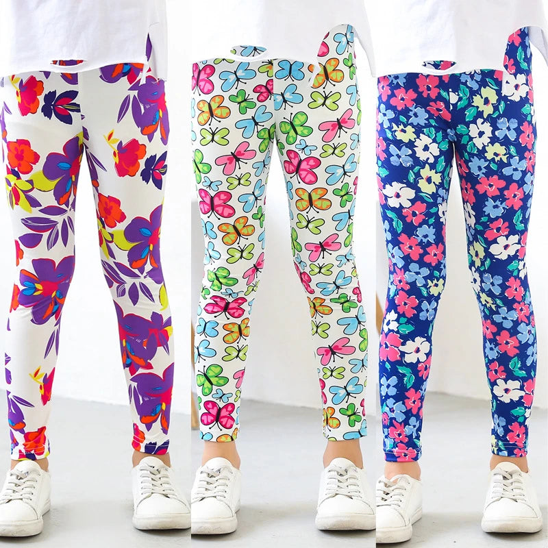 Girls Leggings 2024 Spring and Autumn Thin Children's Stretch Printed Pants Korean Fashion Children Pants Summer Clothing 2-12Y