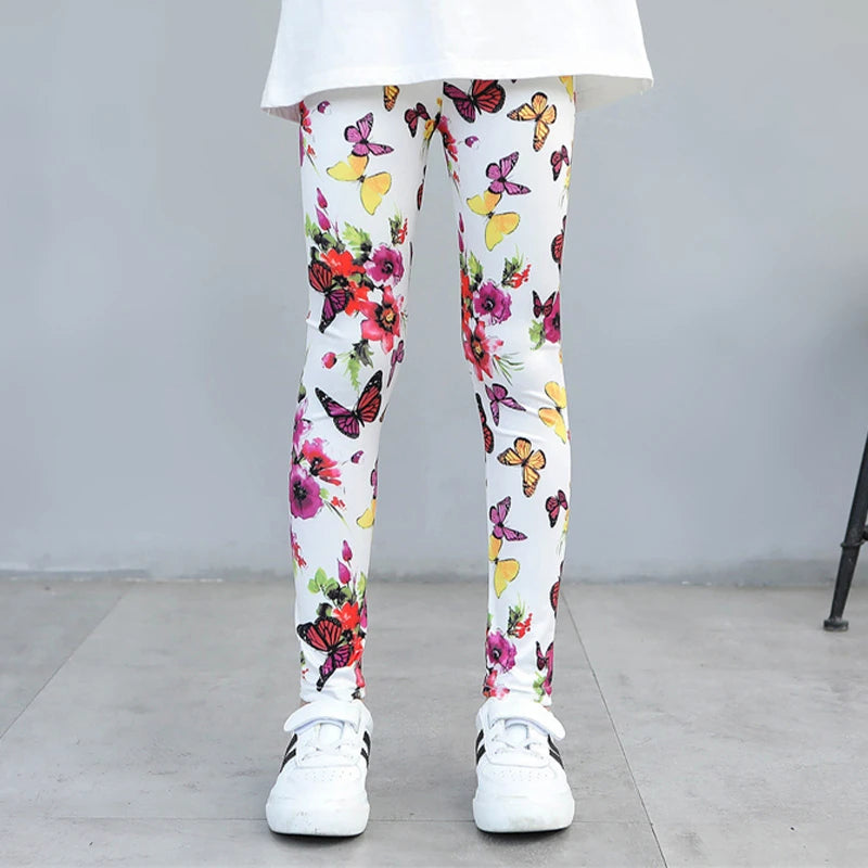Girls Leggings 2024 Spring and Autumn Thin Children's Stretch Printed Pants Korean Fashion Children Pants Summer Clothing 2-12Y