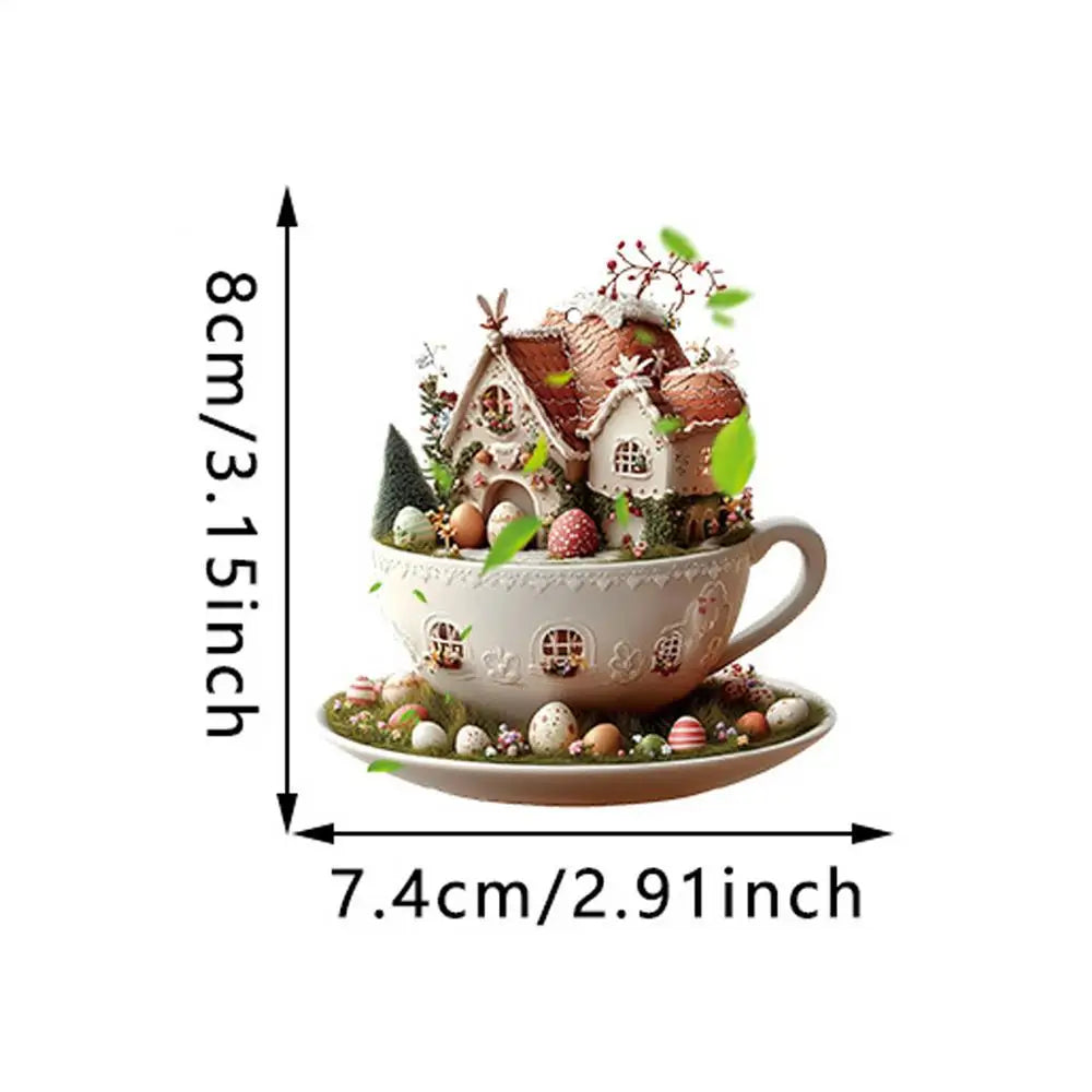 Christmas Coffee Cup Ornaments Coffee Mug Tree Hanging Decorative  Xmas Navidad 2025 New Year Easter Bunny Party Supplies