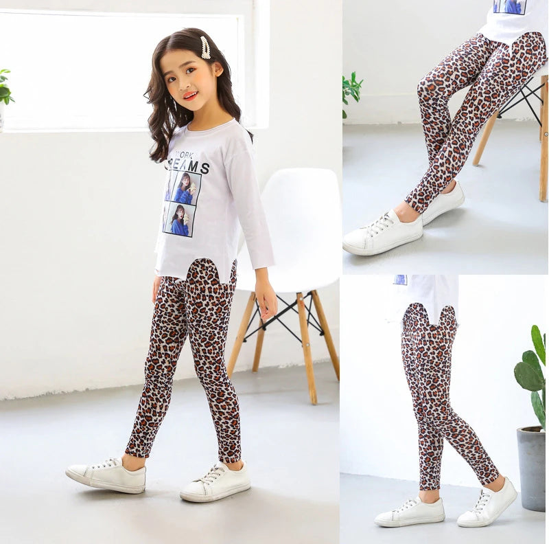 Girls Leggings 2024 Spring and Autumn Thin Children's Stretch Printed Pants Korean Fashion Children Pants Summer Clothing 2-12Y