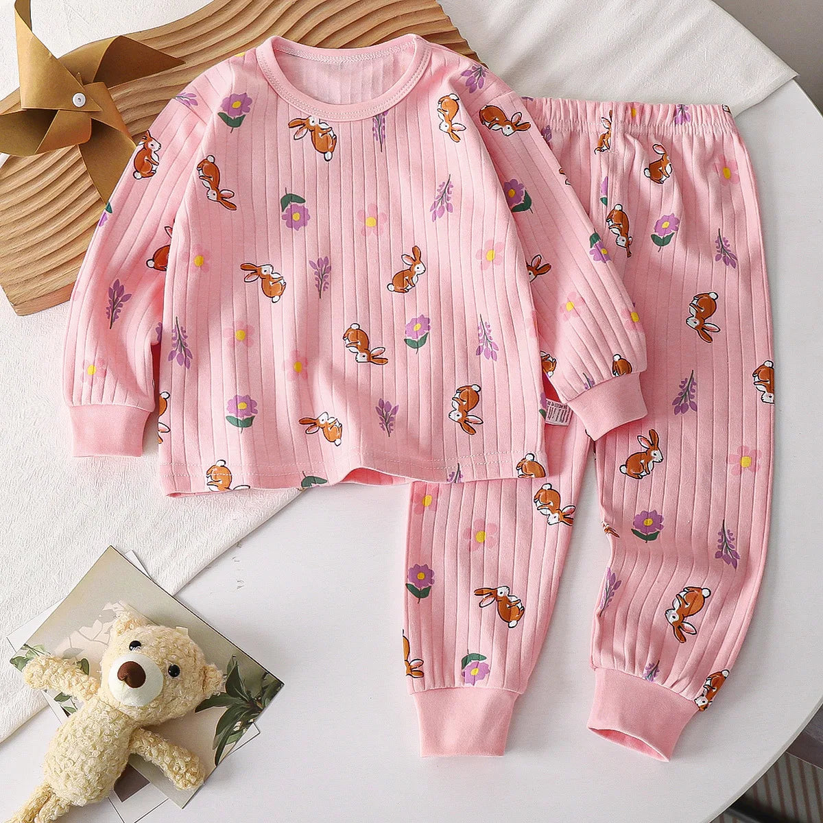Children Sets CottonLong Sleeve Home  Sleepwear Children's Clothing Boy Girl Autumn winter Tops Pants Suits  Kids Clothes