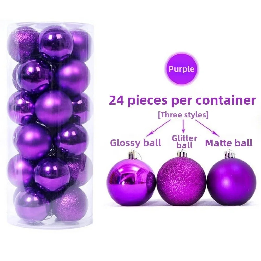 24Pcs 3/5CM Christmas Balls Plastic Reusable Christmas Tree Ornaments New Year Decor Shatterproof Xmas Tree Baubles Home Party