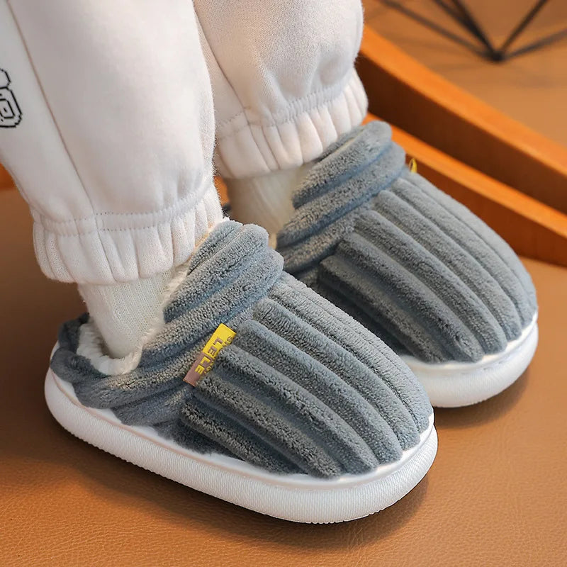 Smile Pop Winter Children's Cotton Slippers For Boys And Girls Non-slip Warm Slippers Children's Plush Home Baby Cotton Slippers
