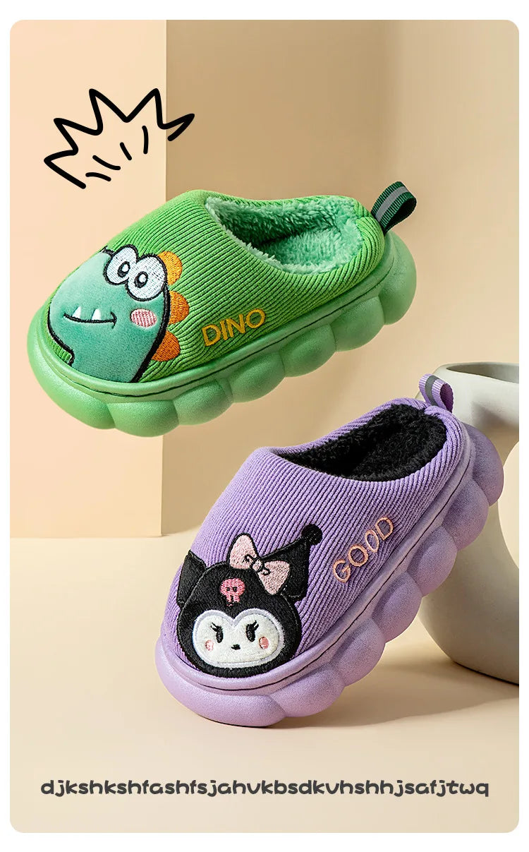 Autumn Winter Children Cotton Slippers Boys Toddler Indoor Anti Slip Warm Home Slipper Kids Girls Baby Cute Cartoon Plush Shoes