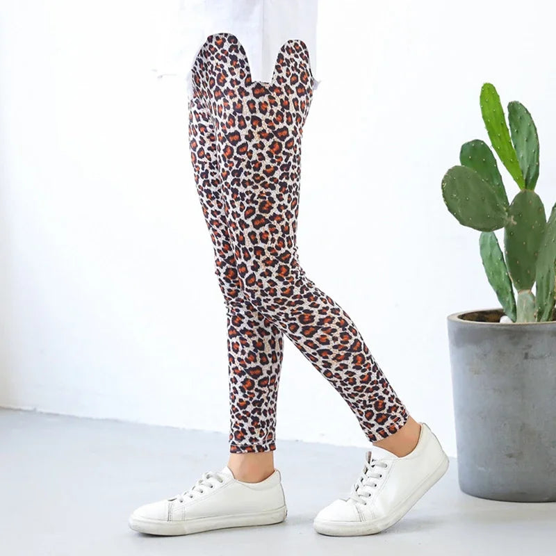 Girls Leggings 2024 Spring and Autumn Thin Children's Stretch Printed Pants Korean Fashion Children Pants Summer Clothing 2-12Y