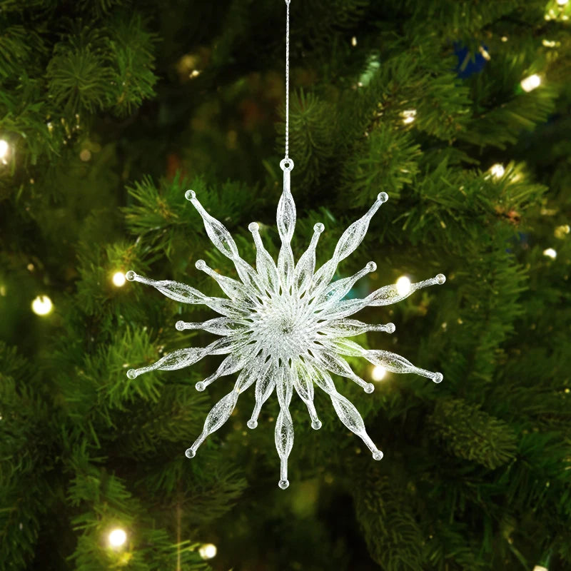 Xmas Tree Transparent Snowflake Hanging Ornaments Acrylic Pendant 2025 Christmas Decoration for Home Navidad Gifts New Year 2026