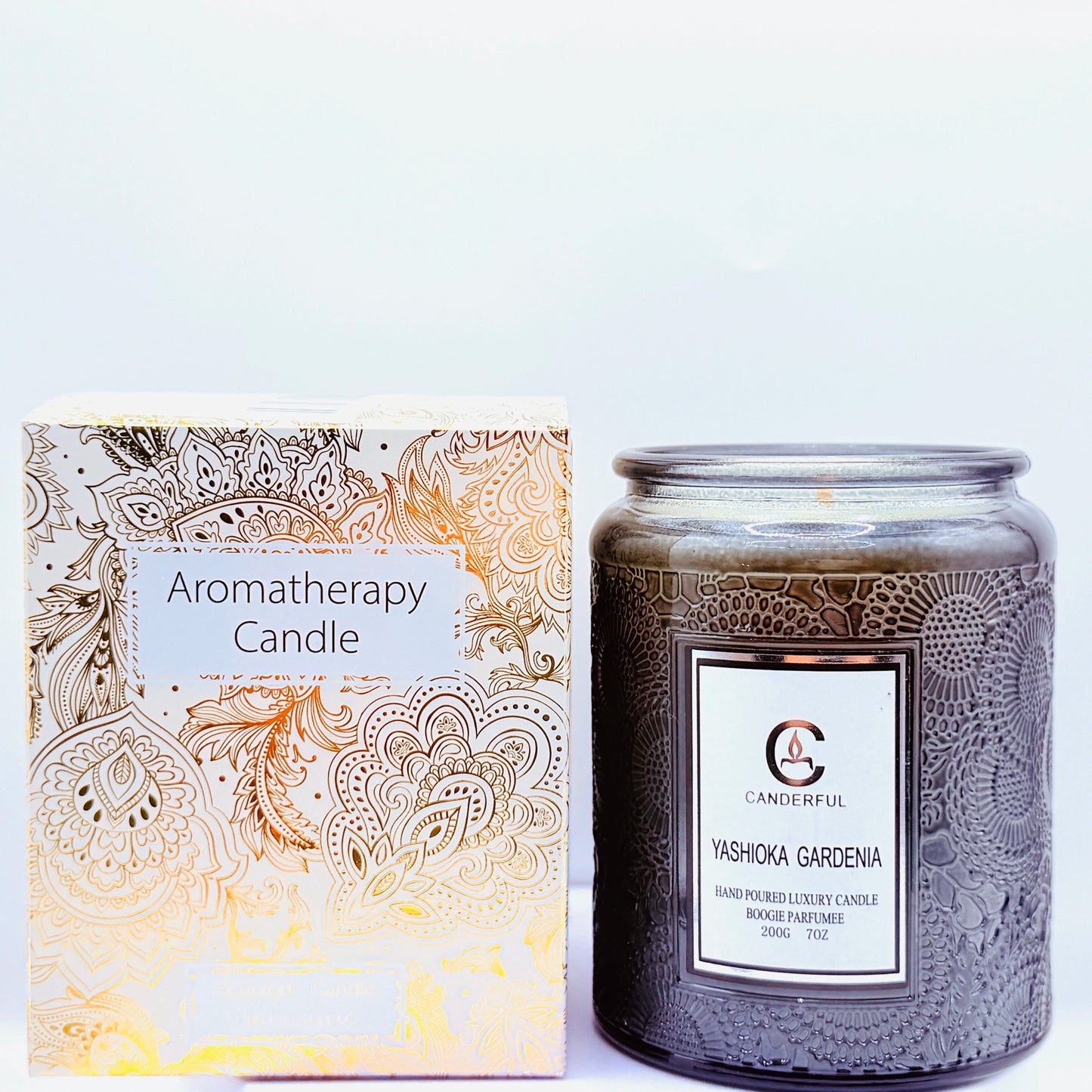 Embossed Glass Scented Candle Soy Wax Aromatherapy Candle | 5 Scents | 40 Hour Long Burn | Plant Essential Oil Clean Burn