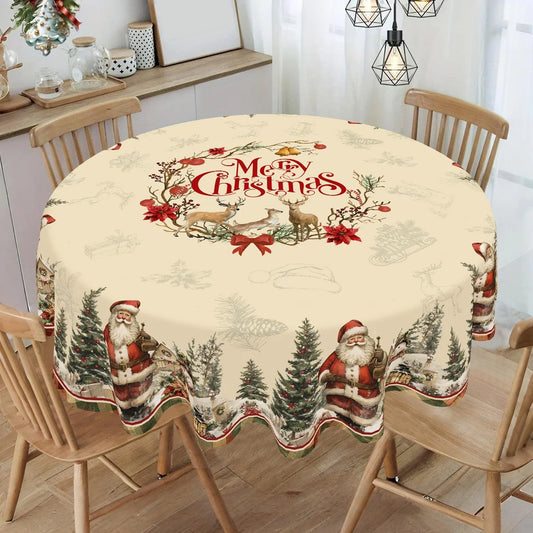 Vintage Christmas Tablecloth Merry Christmas Decoration for Home 2025 Xmas Navidad Notal Noel Table Cover New Year 2026 Gift
