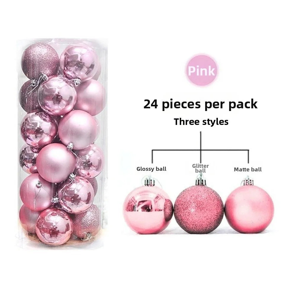 24Pcs 3/5CM Christmas Balls Plastic Reusable Christmas Tree Ornaments New Year Decor Shatterproof Xmas Tree Baubles Home Party