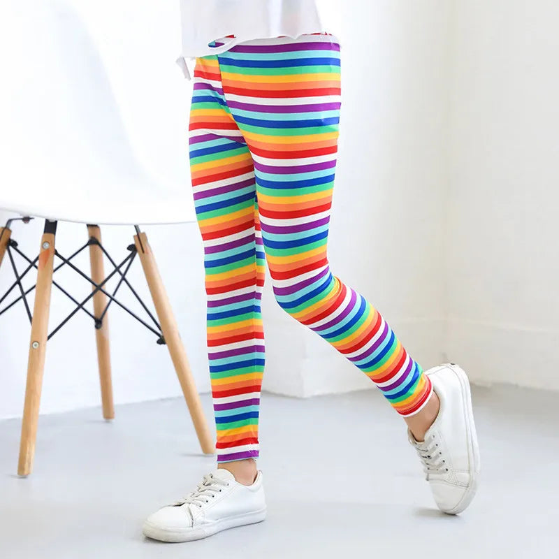 Girls Leggings 2024 Spring and Autumn Thin Children's Stretch Printed Pants Korean Fashion Children Pants Summer Clothing 2-12Y