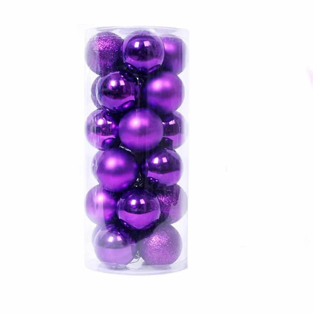 24Pcs 3/5CM Christmas Balls Plastic Reusable Christmas Tree Ornaments New Year Decor Shatterproof Xmas Tree Baubles Home Party